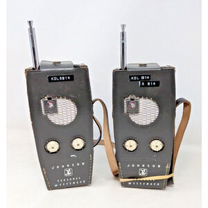 2 Johnson Personal Messenger Walkie Talkies 1964 model 242-102 With Cases